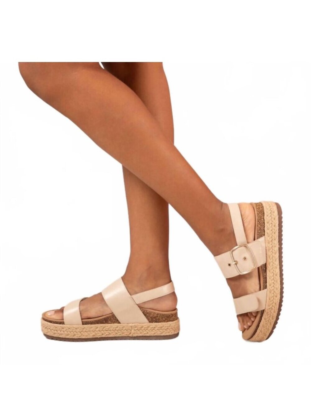 Aetrex Vania Espadrille Platform Slingback Leather Sandals Womens 10.5-11 Beige